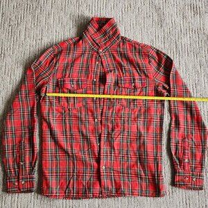 Shein Red Plaid Long Sleeve Shirt